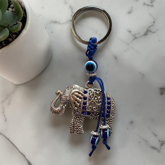 Elephant Evil Eye Keychain
