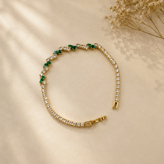 Green Stones Tennis Bracelet